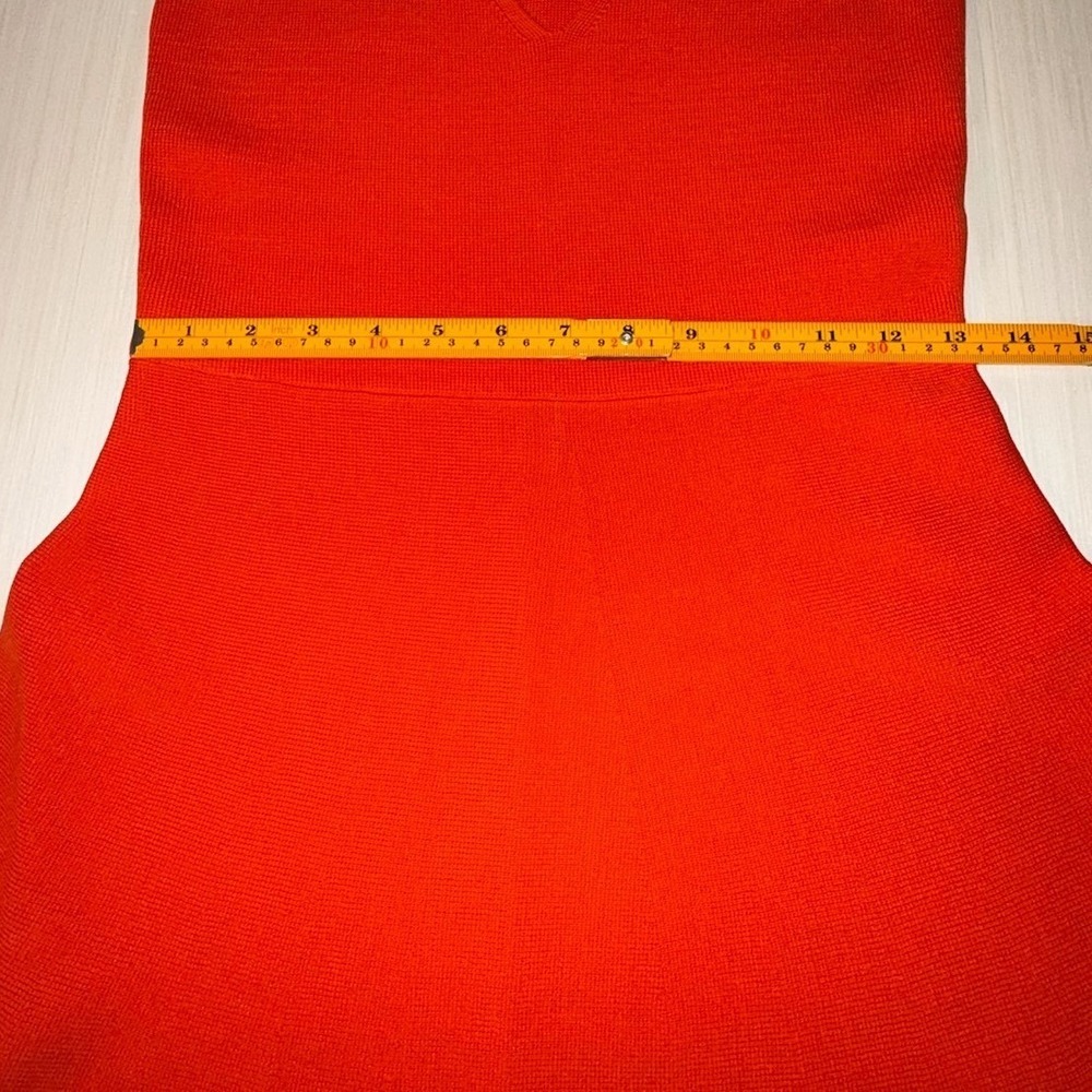 French Connection Miami Orange Knit V Neck Fit Flare Midi Dress NEW S - Picture 12 of 14